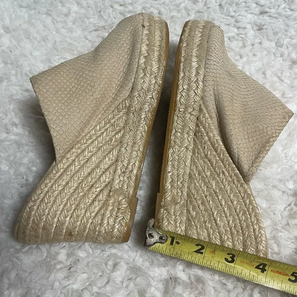 Kanna made in Spain leather suede Beige  Platform Wedge Espadrille SandalsSZ10.5